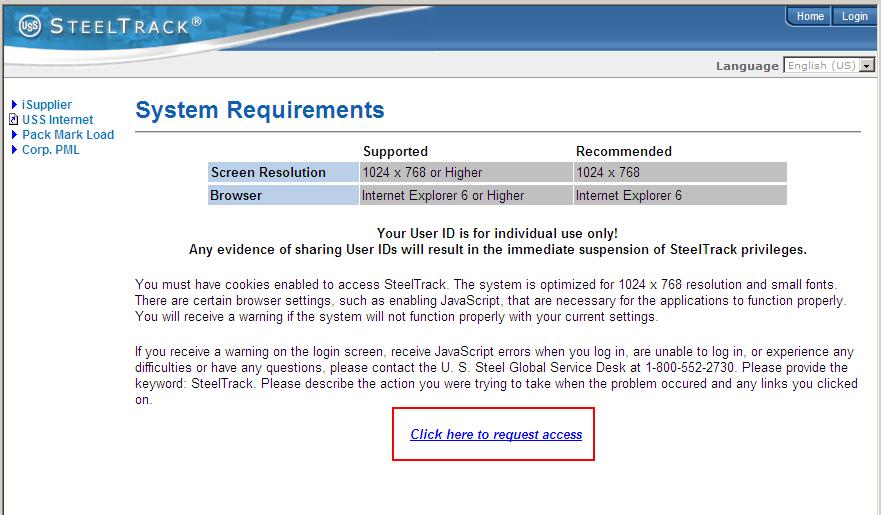 Lesson 1: Vendor Registration Register for isupplier using SteelTrack Steps (Continued) If Register has been clicked, the System Requirements page displays. 5.