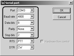 AFSK in place of FSK should be checked, as the device does not have FSK output. 2d. Change other settings according to MixW manual, if you wish.