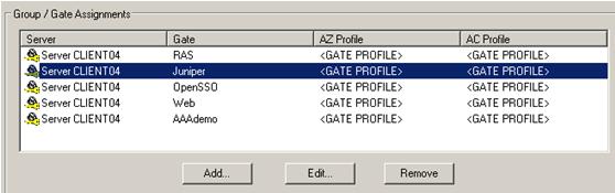 To assign groups to the Juniper Gate, in the tree in the left pane, select the group that you want to assign to the gate. 2.