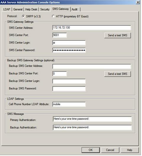 Protocol Select the Protocol to use for sending the SMS to the cell phone. SMS Center Address Enter the IP address or domain name of the SMS Center s server.