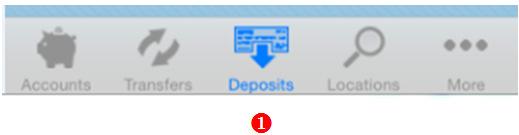 Using Mobile Deposit Access Deposits Screen Tap the Deposits Button