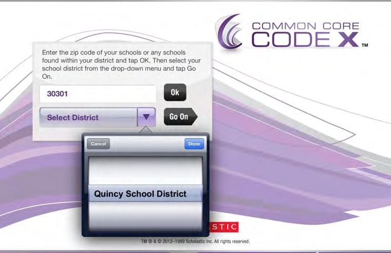 Tap the icon to open the Login Screen on the ipad. At first login, enter the district s zip code and tap OK. 3.