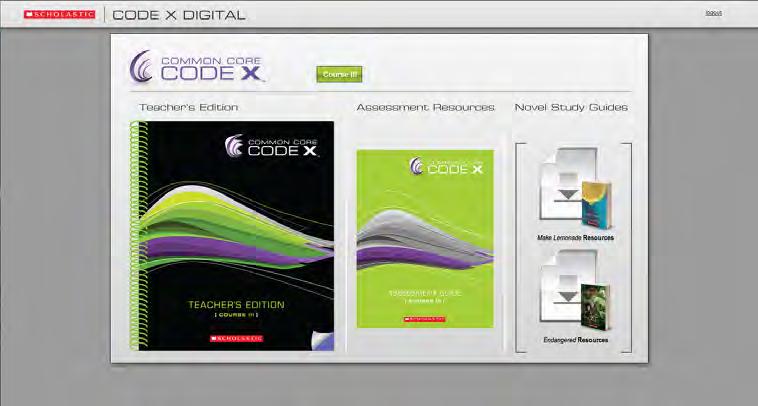 The Home Screen After logging in, students and teachers see the Code X Digital Home Screen.