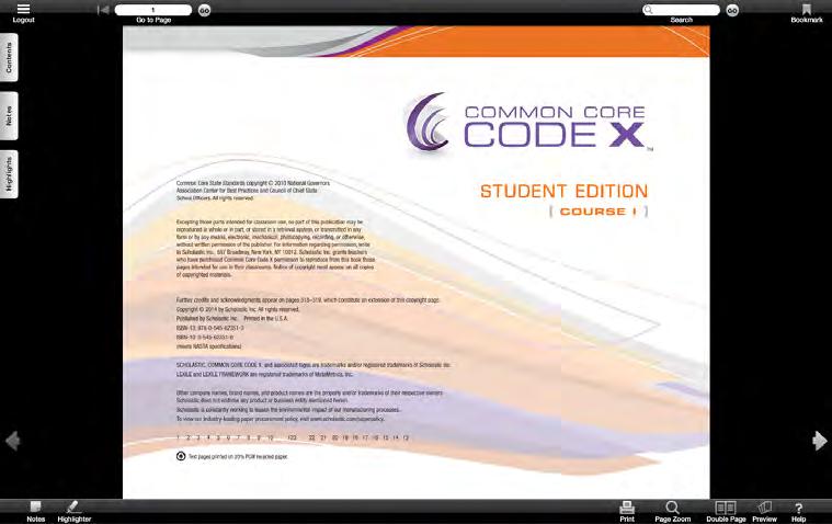 The Library shows covers for the books and materials for the teacher s Common Core Code X course.