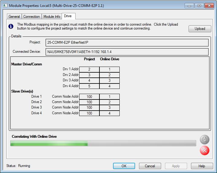 Chapter 7 Using Multi-Drive Mode Correlating the Drive with the Controller You must now correlate the drive settings to the RSLogix 5000 or Logix Designer project I/O settings so that they match.