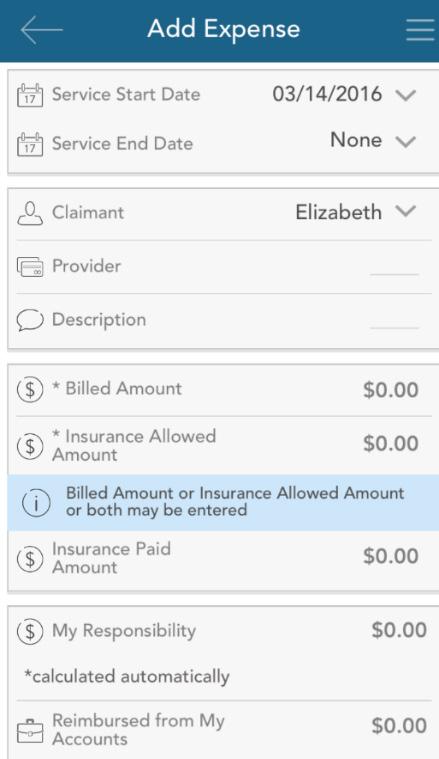 Add an expense Similar to submit a claim, when choosing add an expense, a form will display,