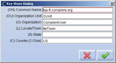 15) At the prompt enter your company information as appropriate and verify that the common name is the address of your application server.