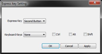 Use the pull-down list box in the Screen Setting section to select the monitor number for the pen display, then click the Apply button to save the setting.