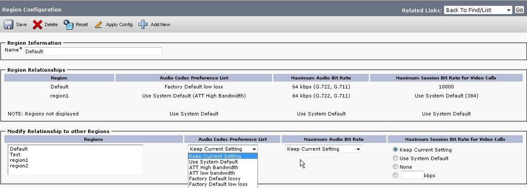 CUCM SIP Trunk Features Regions with Audio Codec Preference Lists Cisco Unified CM Administration>System>Region