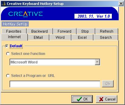 Using Creative Keyboard Software Configuring the hotkeys 1. Double-click the keyboard icon on the Windows taskbar. A user interface showing the shortcut keys on Creative Wireless Keyboard appears. 2.