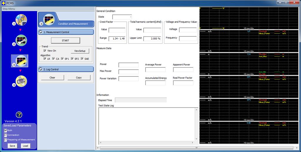 Measurement Starting test for power measurement. The software will stop testing automatically once the specified measurement time has been reached.