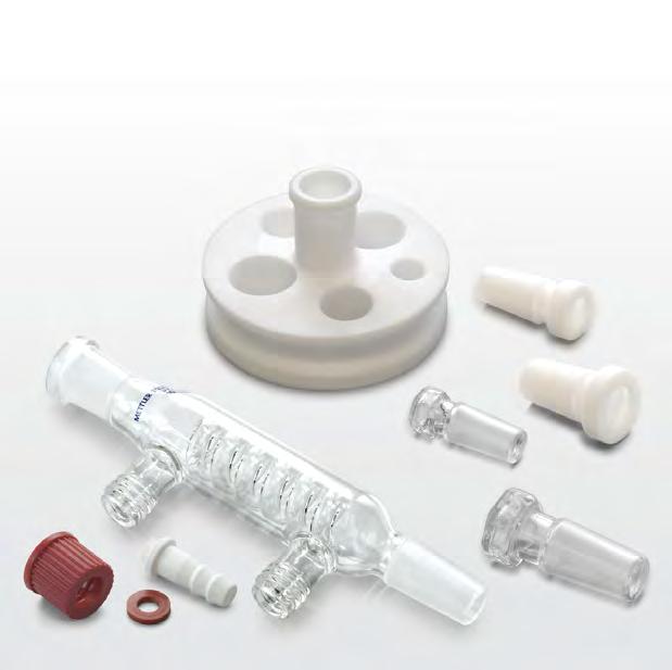 100 ml PTFE Cover Set Standard Taper Joints EasyMax 100 ml PTFE Cover Set Standard Taper Joints 51161800 6-port PTFE cover set with standard tapered joints for 100 ml reactor This version of a PTFE