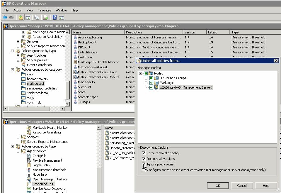 Configuring the MarkLogic Smart Plug-in for HP 3. In the Uninstall Policies from window, select the proxy server(s).