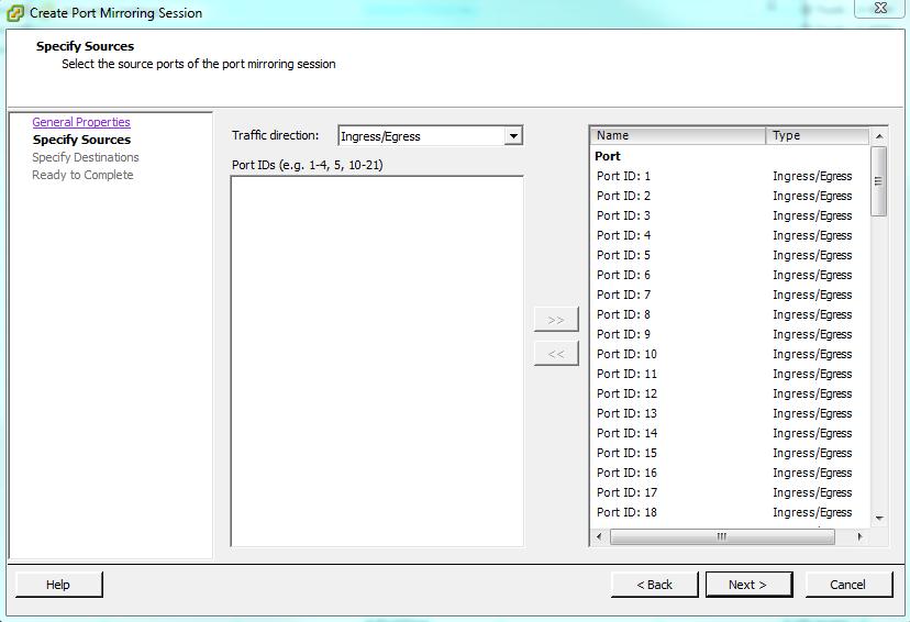 13. Enter the Source Port IDs (Port IDs recorded in
