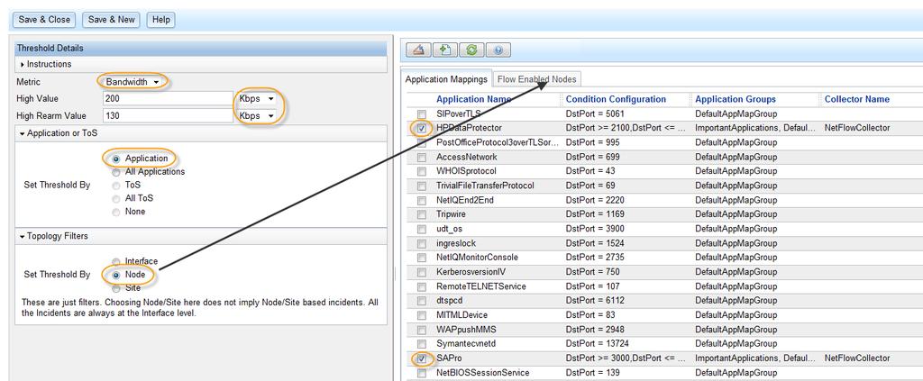 Click Threshold in the NNM ispi Performance for Traffic Configuration form and add a New configuration item. 2.