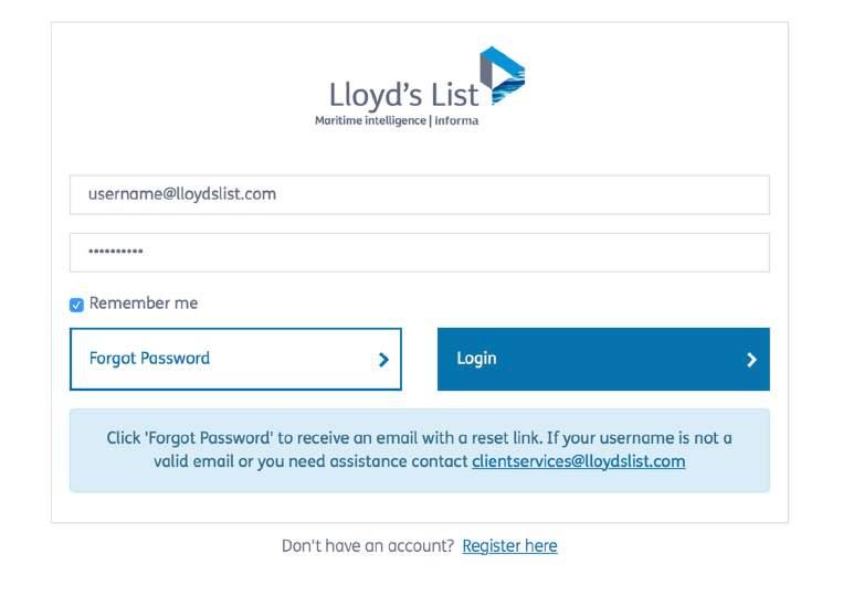 Registration and sign-in 2 1 You can sign-in 1 to lloydslist.com with your current username.