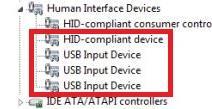 indicator will turn blue, and item HID-compliant device or USB Input Device
