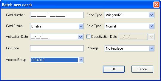 5.4.3.B Adding a Group of Cards Before you use the Batch function to enroll new cards, please note that the group of cards must be numbered sequentially. 1.