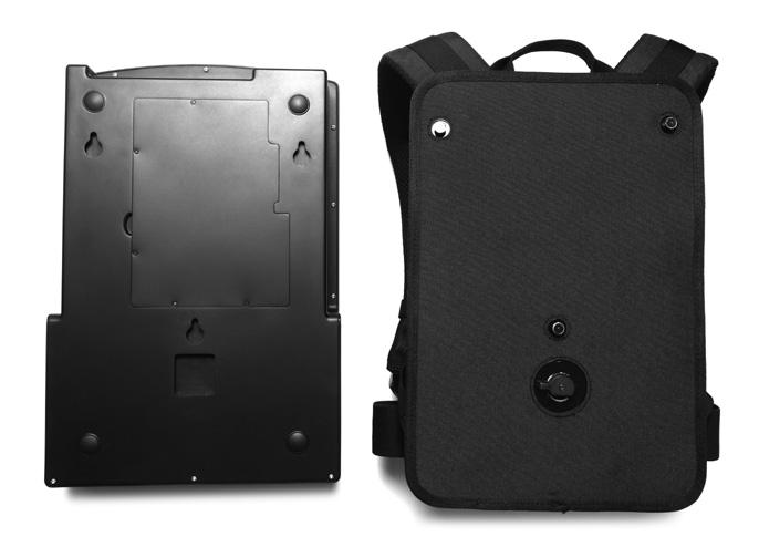 Attaching backpack 1. Lay the ZOTAC VR GO on a flat surface with the backcover facing upwards.
