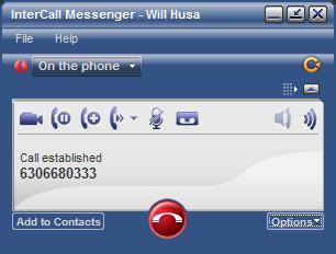7. However, if you have not set up a Find Me / Follow Me phone number, then the system opens the InterCall Messenger to use your Softphone to initiate the call. 8.