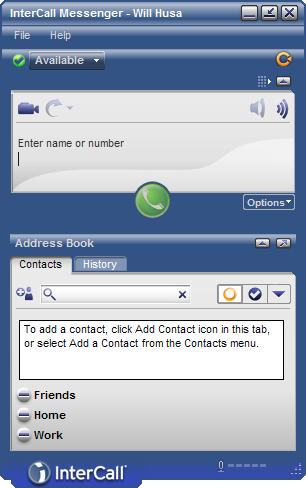 If you are not configured for an automatic login, then the InterCall Messenger login window opens first. 3.