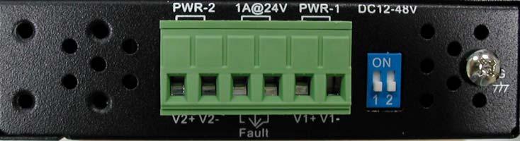 3.2 Front Panel LEDs LED Color Status Description PWR1 Green On DC power module 1 activated. PWR2 Green On DC power module 2 activated. Fault Amber On Fault relay. Power failure.