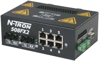 ) -40 C to 85 C Rugged Industrial DIN-Rail Enclosure Full Wire Speed Communications 10-30 VDC, 260 ma @ 24V RJ-45 Ports Auto Negotiate Speed, Duplex, and MDIX Advanced Management Features Included