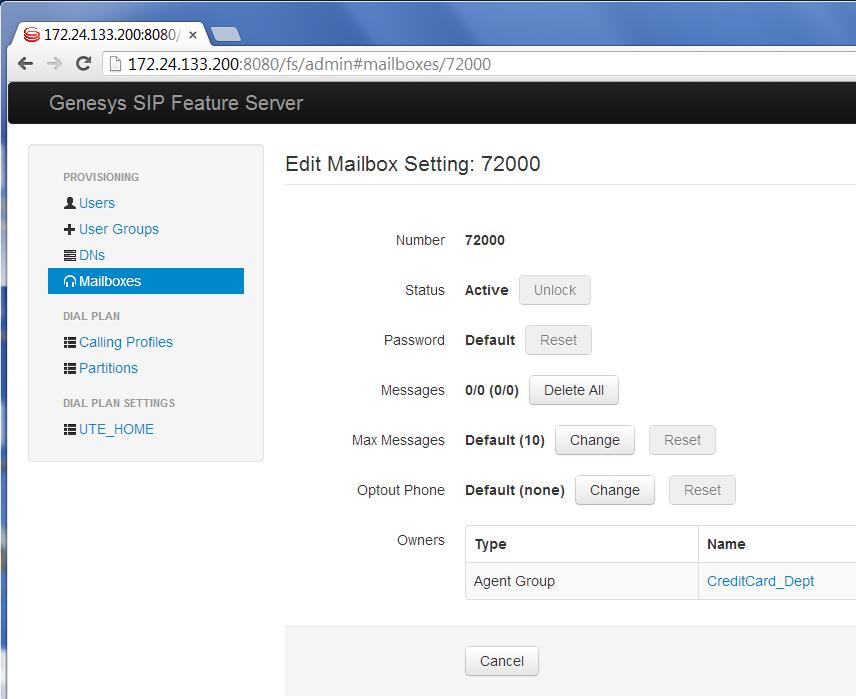 39 Figure 22 - FS Web Admin UI - Edit Mailbox Settings 7.9.1 Modify Mailbox password using FS user UI Both personal and group mailboxes can be modified using FS web user login UI.