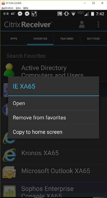 To remove applications from the favorites screen, press on the