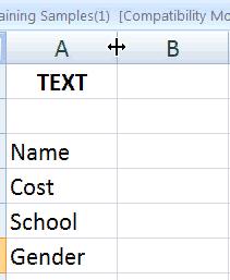 To FORMAT (CHANGE) the SIZE of a ROW or COLUMN: Place the cursor at the top/left end of the row/column line to be moved until the handle appears (cross-hairs with up-down arrow) Click and drag the