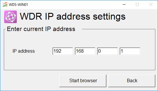 (2) Set up the WDR IP address. 1. Connect the WDR to the computer with a LAN cable. For the connection process, refer to "2.3(1)System Configuration". 2. From the Top menu, click [WDT/WDR settings].