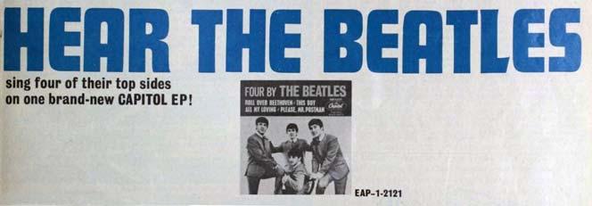 Vee Jay Records entered the Beatles EP market as soon as they were able taking out ads