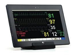+C onfigurable monitor with multi-level alarms +S imulated parameters: Heart Rate, SpO2, Blood Pressure, Respiratory Rate, Temperature, ECG, and etco2 4