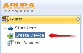 Enter the airgroup- admin login and password. Click on Create Device.