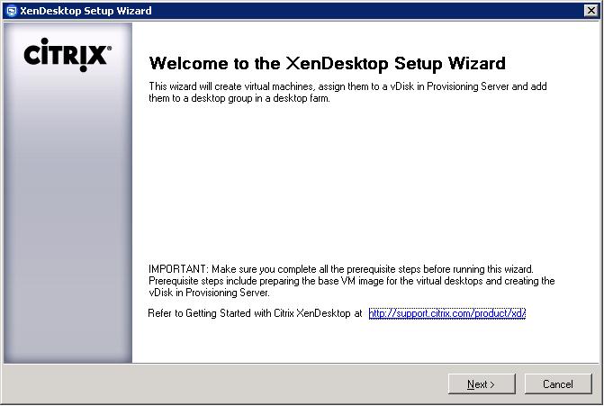 XenDesktop Setup Wizard The XenDesktop Setup Wizard installed on the Provisioning Server simplifies virtual desktop deployment and can rapidly provision a large number of desktops.