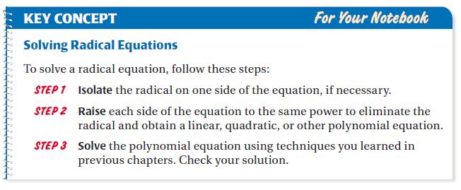 Chapter 6 Lesson 6 Solve Radical Equations Vocabulary