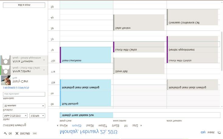 Click to move from month to month. Click to view the calendar in a different format, such as week view or day view. Scheduling a Meeting Need to do more than just create an event on your calendar?
