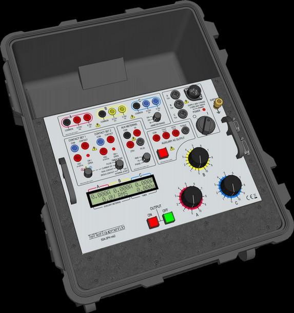 50A-3PH 3 Phase Current Injection System mk2 Features Clear and simple user interface 3 phase current output 0-50A per phase output current True RMS digital metering Memory ammeter Multi-function