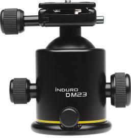 16 BALLHEADS DM-Series ballheads INDURO DM-Series ballheads offer manual drag control, dovetail quick release mounting plates, smooth, independent panning control, and positive locking knobs housed
