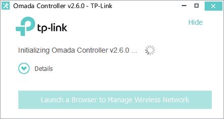 1.4.1 Launch Omada Controller Double click the icon and the following window will pop up. You can click Hide to hide this window but do not close it.