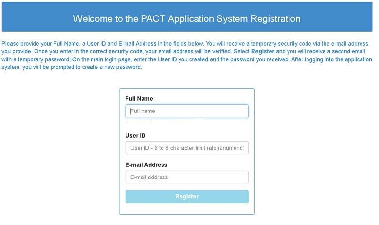 Enter your Full Name, User ID, and E-mail Address and select Register.
