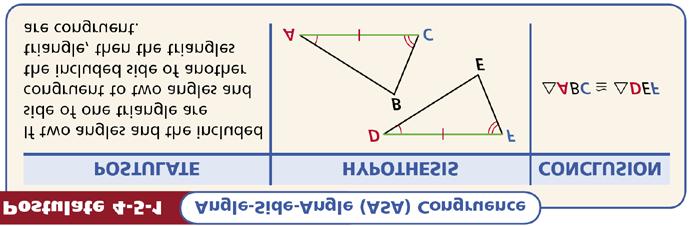 Lesson 4-5: Triangle Congruence: ASA, AAS, and HL I can prove triangles are congruent by: d. ASA(4.5) LT 5 e. AAS(4.5) f. HL(4.