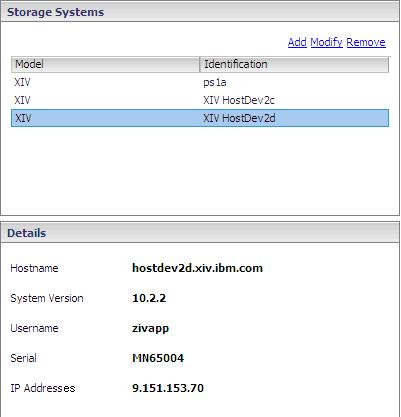 Figure 13. Storage system details Removing an IBM storage system When a storage system is no longer needed, you can remove it from the list of added storage systems.