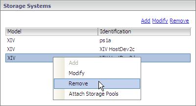 Figure 14. Clicking Remove on the pop up menu 3. In the removal confirmation box, click Yes. Note: You can add again any storage system you have removed. Chapter 5.