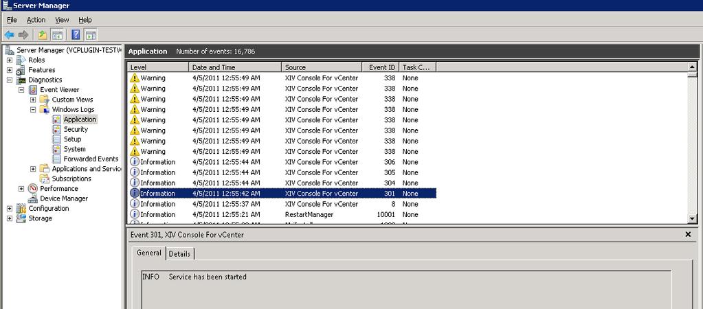 Figure 63. Windows Application log For more information about the different message types and IDs, see Event messages in Windows Server.
