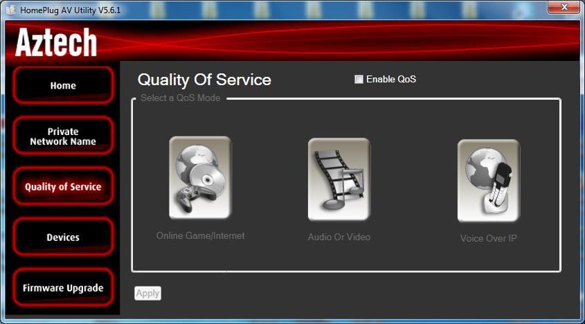 Quality of Service Quality of Service gives you the capability to prioritize particular applications within your network. QoS is not enabled by default. QoS Modes: Online Game/Internet.