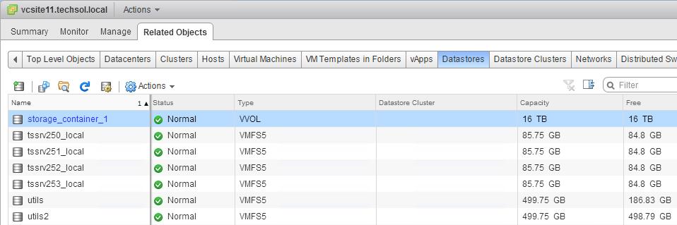 Protocol endpoints are visible in the vsphere Web Client after the storage container is created and presented to the hosts The storage container becomes the pool of storage where various Virtual