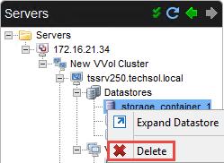 Configuration and management 4.7 Storage container deletion If a storage container must be deleted, the most efficient and preferred method to perform this is through DSM from the Servers view.
