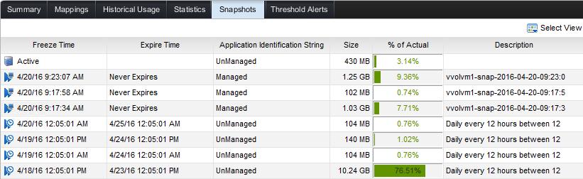 Virtual Volume operations 6.2 Snapshots Snapshots created through vsphere with the vsphere Web Client or PowerCLI result in SC Series arraybased snapshots of the type Managed.