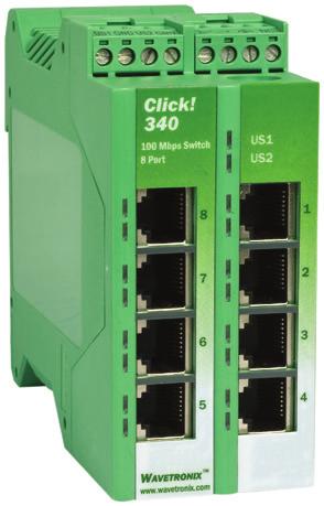 Managed 100 Mbps Ethernet Switches Click 340/341/342 The Click 340/341/342 are compact managed Ethernet switches that add network configuration capability, remote monitoring and diagnostics, and